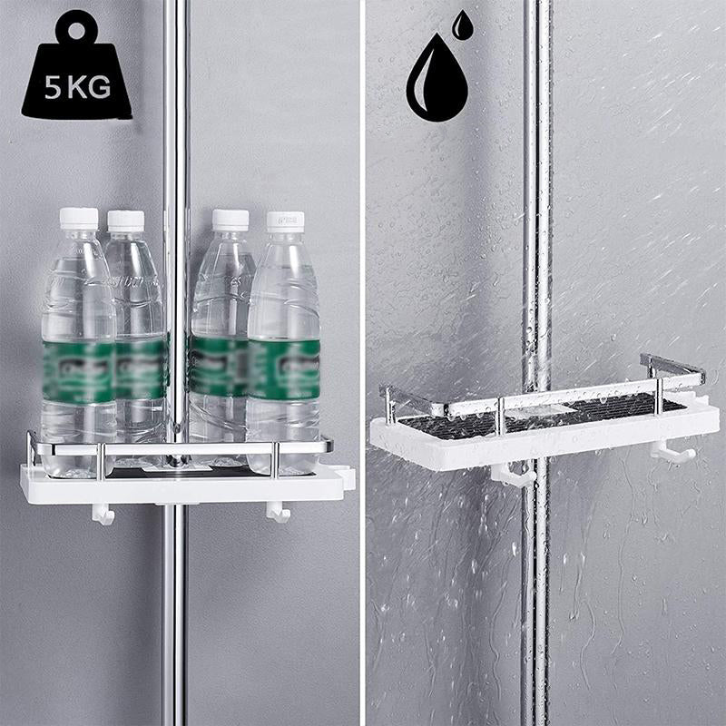Adjustable Aluminum Shower Caddy with Tension Mount and Multi Tier Storage Shelves