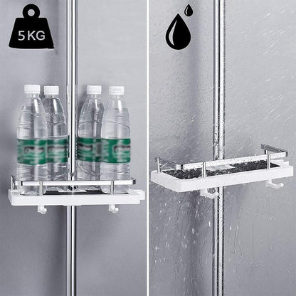 Adjustable Aluminum Shower Caddy with Tension Mount and Multi Tier Storage Shelves