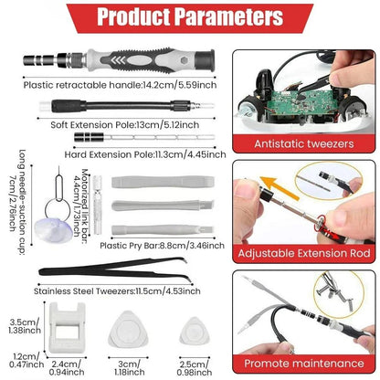 115 Piece Bit Screwdriver Set with 98 Chromium Vanadium Bits, Flexible Shaft and Magnetizer for Electronics
