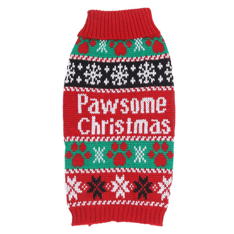 Acrylic Knit Pet Sweater with Snowman Graphics and Stretchy Neck, Five Sizes