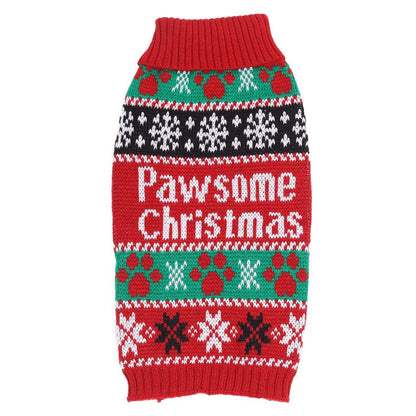 Acrylic Knit Pet Sweater with Snowman Graphics and Stretchy Neck, Five Sizes