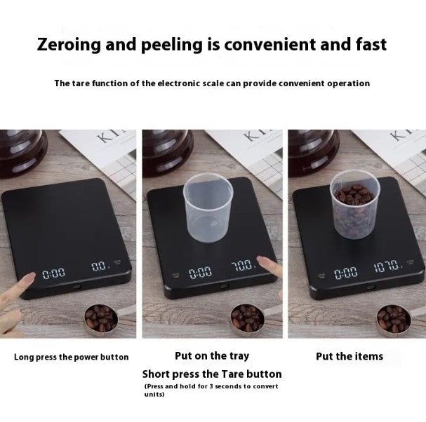 Digital Coffee Scale with Built-In Timer and Backlit LCD Display