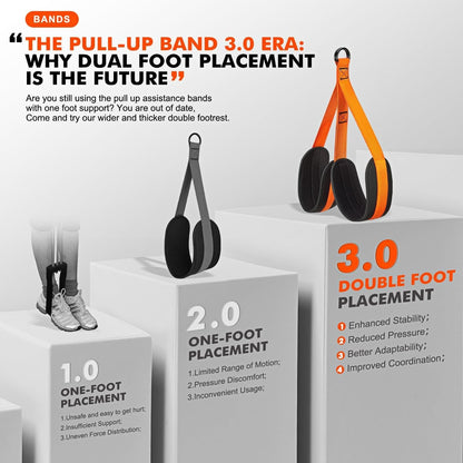 Pull Up Assist Band with Double Foot Holder and Steel Hooks