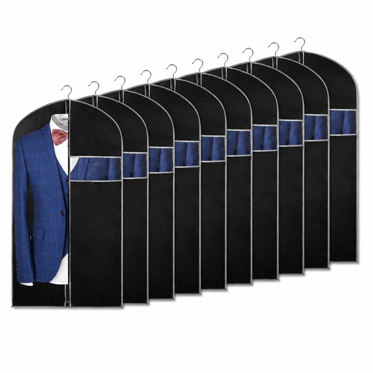 Garment Storage Covers 10-Pack with Transparent Window and Full-Length Zipper