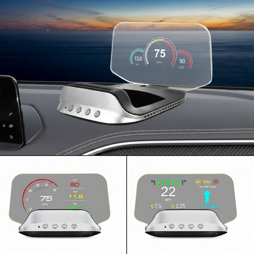 Head Up Display with GPS Navigation and Speed Monitoring, Auto Brightn ...