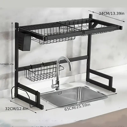 Adjustable Sink Dish Drying Rack - Custom Fit from 24" to 26"