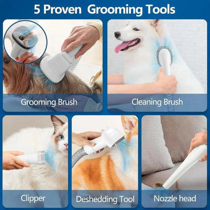 5-in-1 Dog Grooming Kit with with Pet Hair Vacuum & Clipping Tools