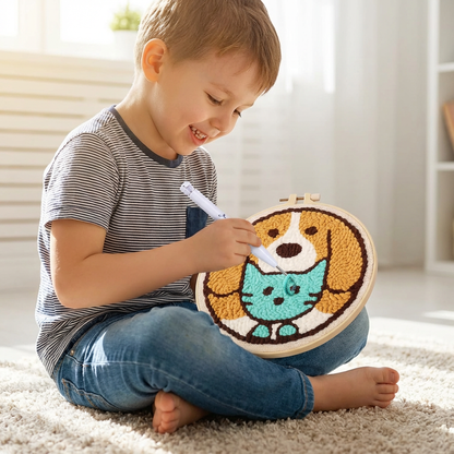Beginner Punch Needle Embroidery Kit with Cute Animal Design Options