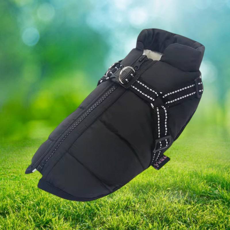 Waterproof Dog Jacket for Winter with Reflective Built-In Harness