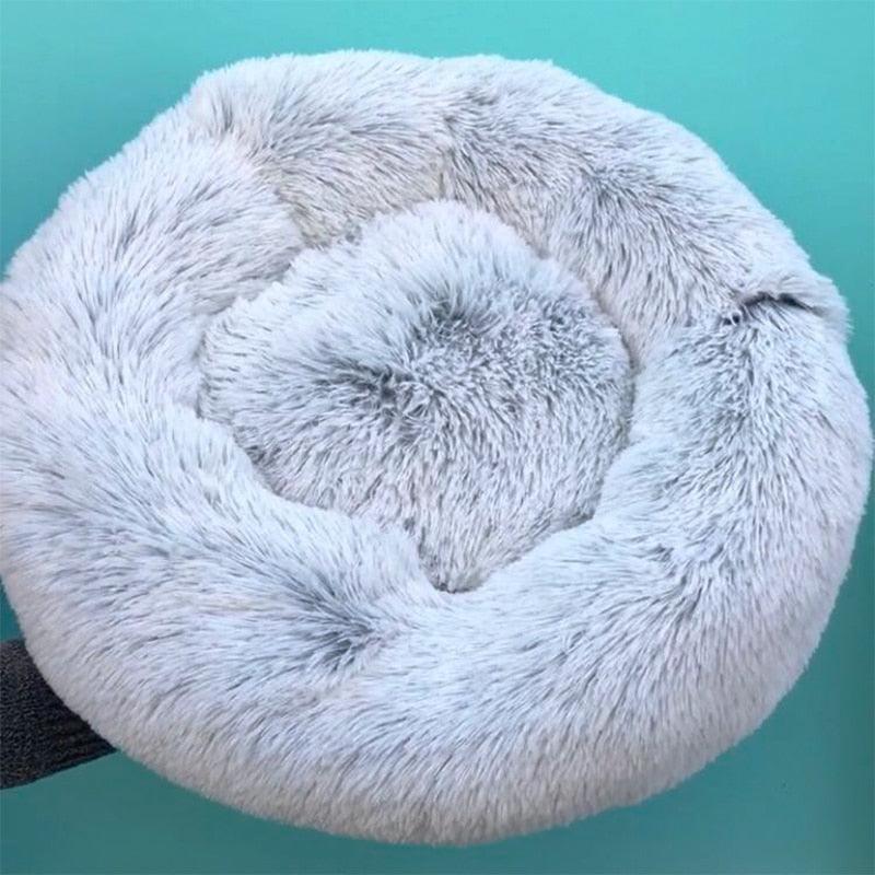 Plush Pet Bed with Removable Washable Cover and Supportive Base for Dogs and Cats