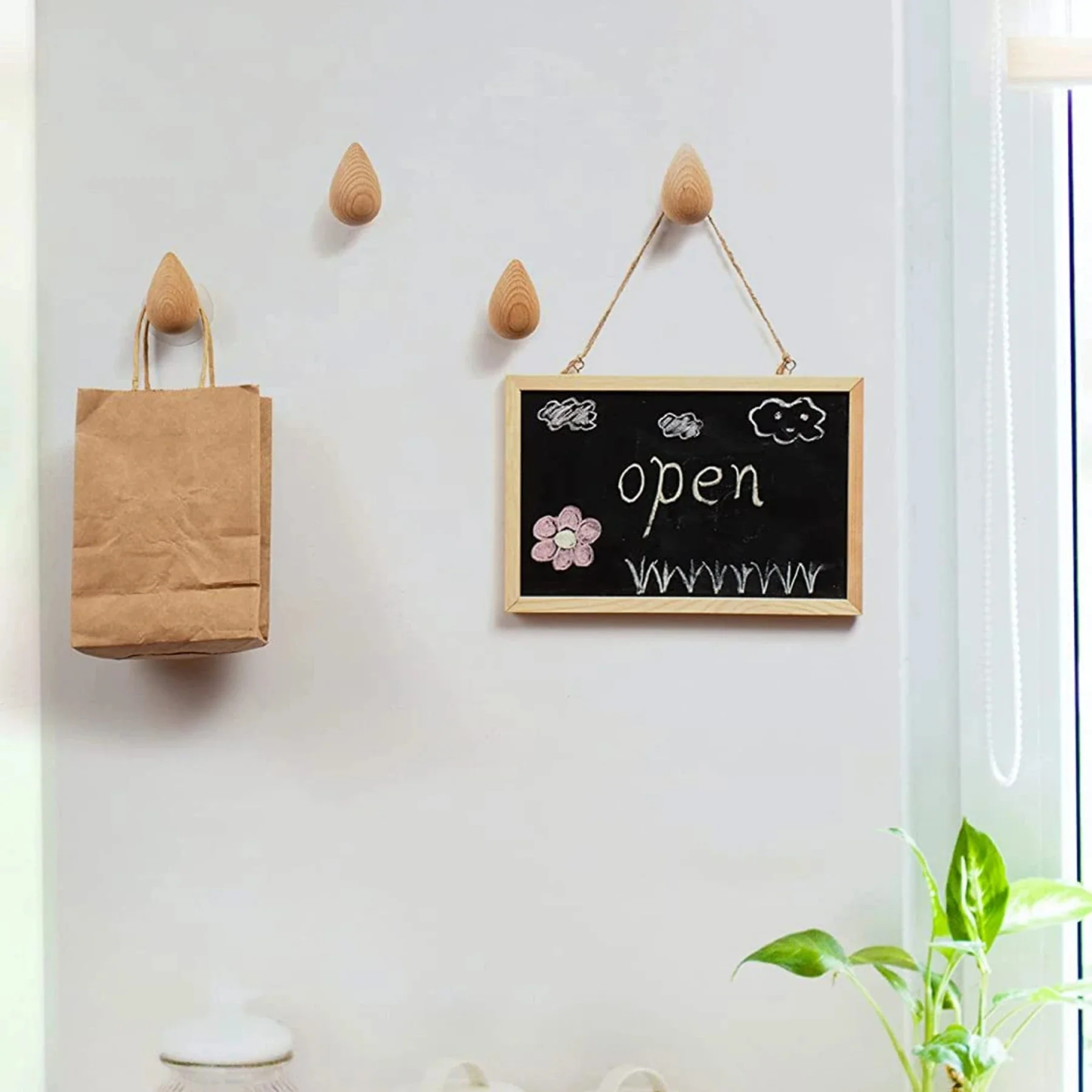 Beech Wood Water Drop Wall Coat Holder