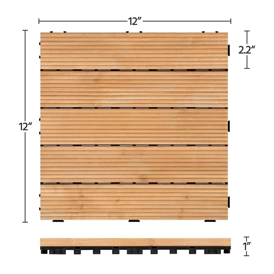 Interlocking Outdoor Patio Wood Flooring Deck Tiles 27Pcs