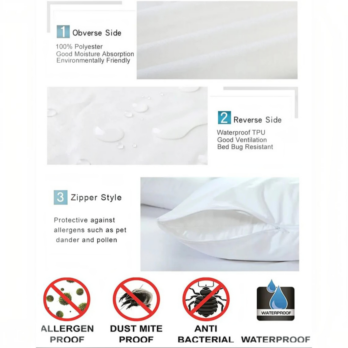 Waterproof Pillowcase for Bed Bug Control