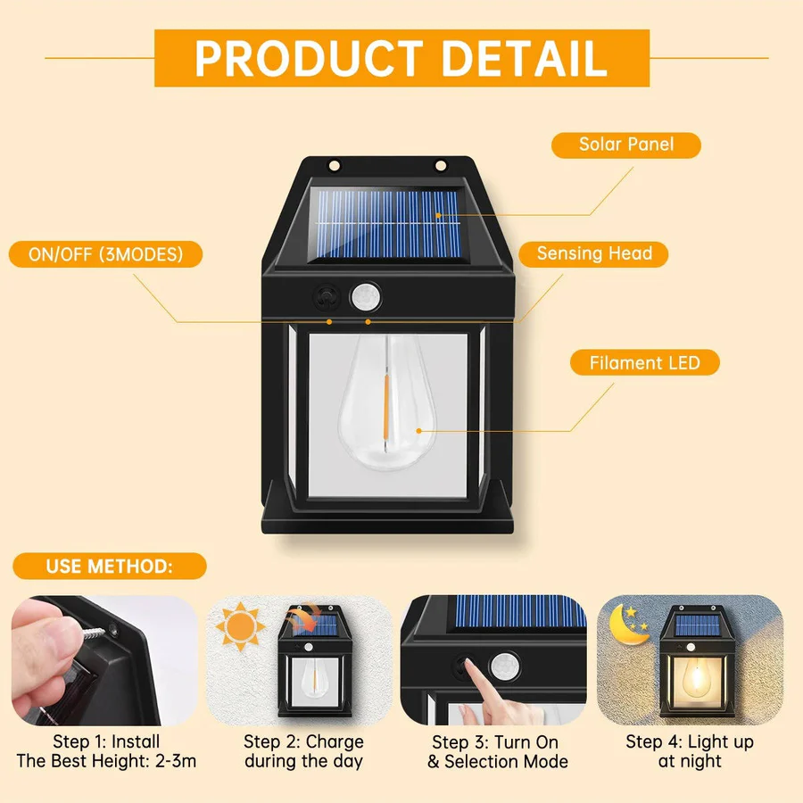 2 Set Solar Wall Lamp Outdoor