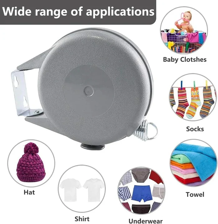 Retractable Washing Line with Swivel Wall Mount