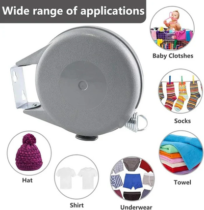 Retractable Washing Line with Swivel Wall Mount