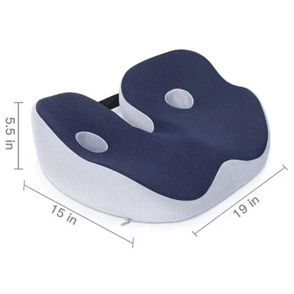 Contoured Memory Foam Seat Cushion with Adjustable Inserts and Non Slip Base for Office and Car