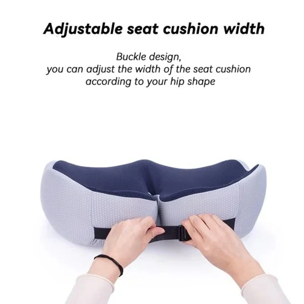Contoured Memory Foam Seat Cushion with Adjustable Inserts and Non Slip Base for Office and Car