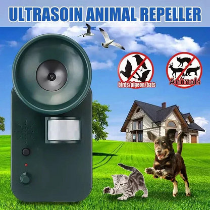 Battery Powered Ultrasonic Animal Repeller with Motion Sensor and Flashing Light for Yards and Sheds
