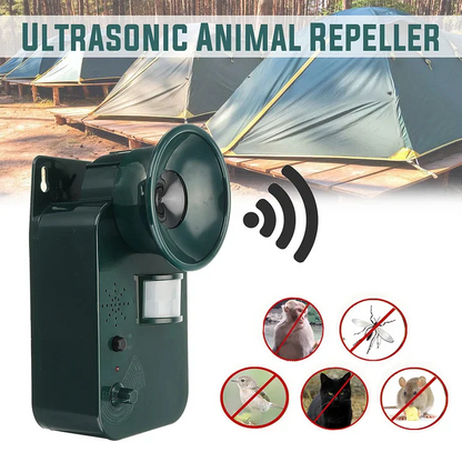 Battery Powered Ultrasonic Animal Repeller with Motion Sensor and Flashing Light for Yards and Sheds