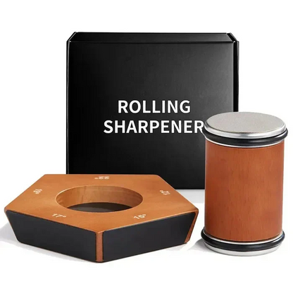 Manual Rolling Knife Sharpener with Diamond Coated Wheel, Angle Guide, and Steady Base