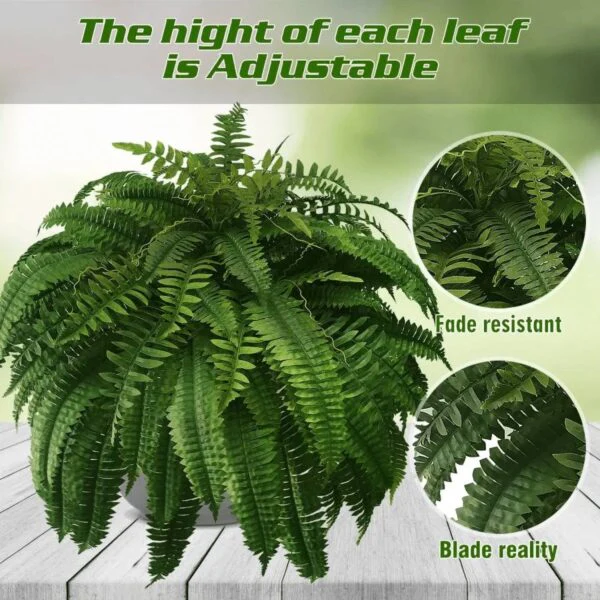 Artificial Boston Fern with UV Resistant Leaves for Indoor and Outdoor Decor