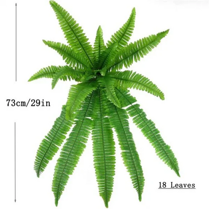 Artificial Boston Fern with UV Resistant Leaves for Indoor and Outdoor Decor