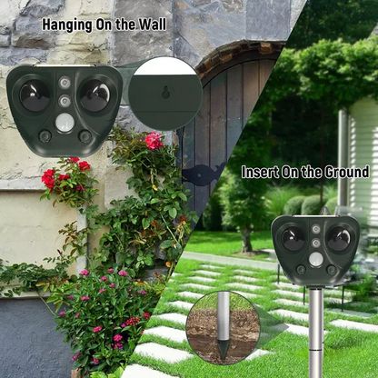 Solar Ultrasonic Bird Repeller with LED Lights and Adjustable Modes