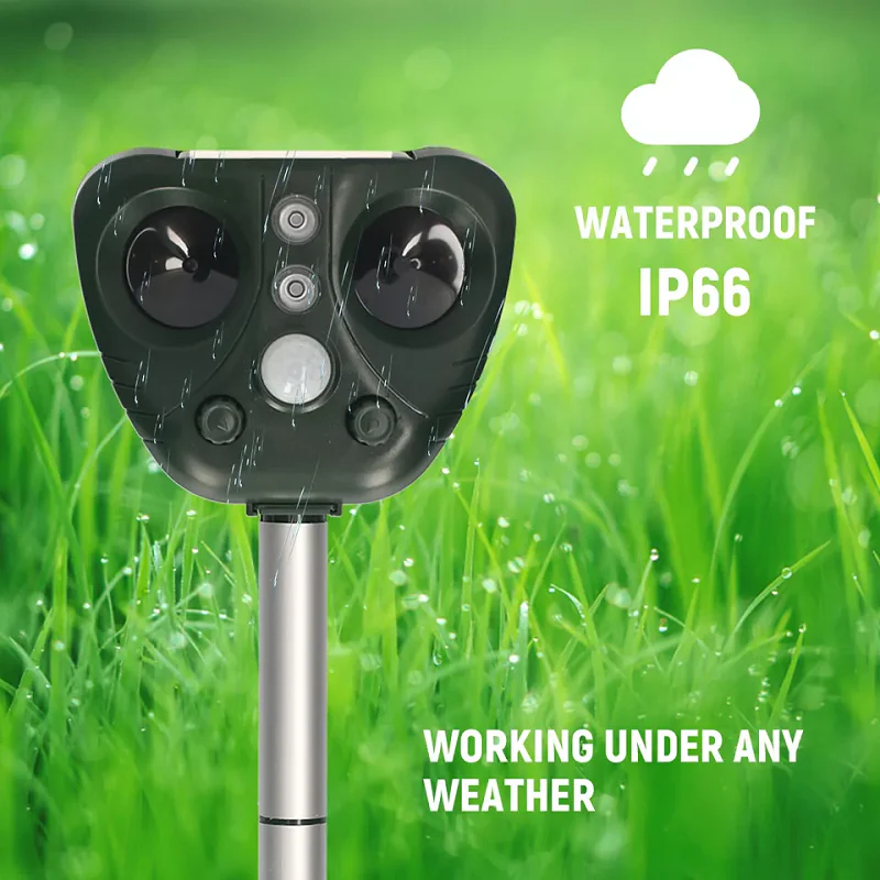 Solar Ultrasonic Bird Repeller with LED Lights and Adjustable Modes