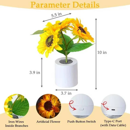 Sunflower Lamp Decorative LED Night Light for Bedroom and Living Room