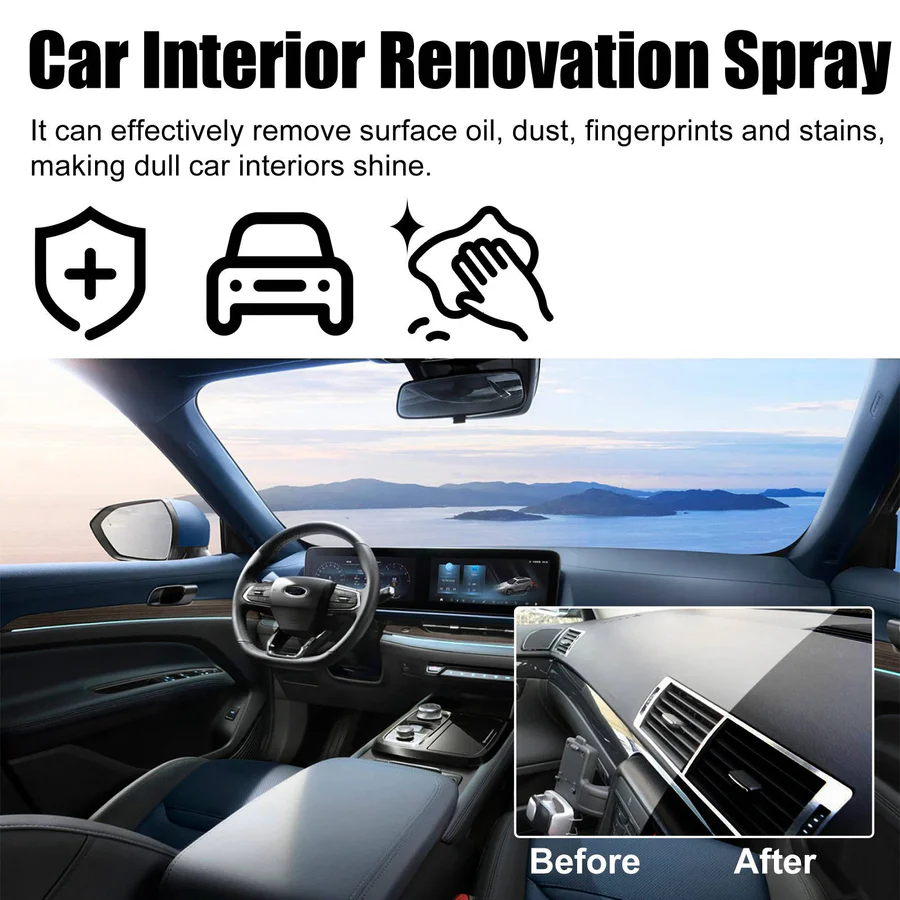 Car Interior Cleaner Spray, Multi-Surface Formula with UV Protection