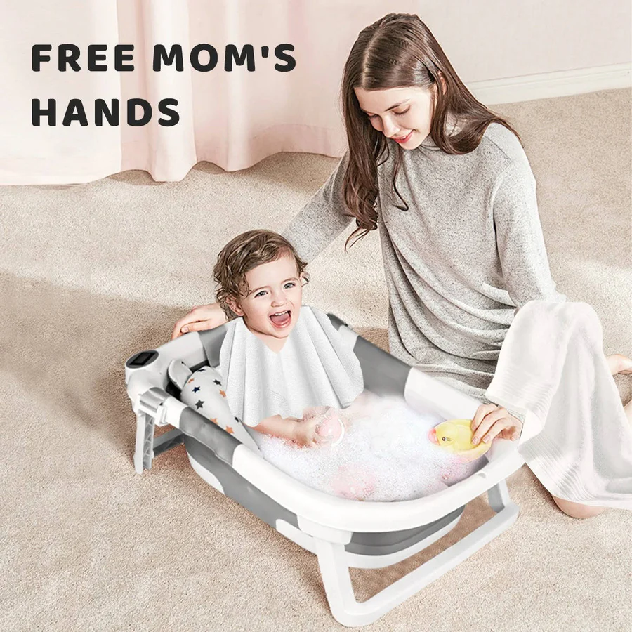Foldable Newborn Bathing Tub with Temperature Indicator