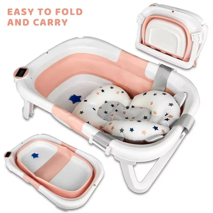 Foldable Newborn Bathing Tub with Temperature Indicator