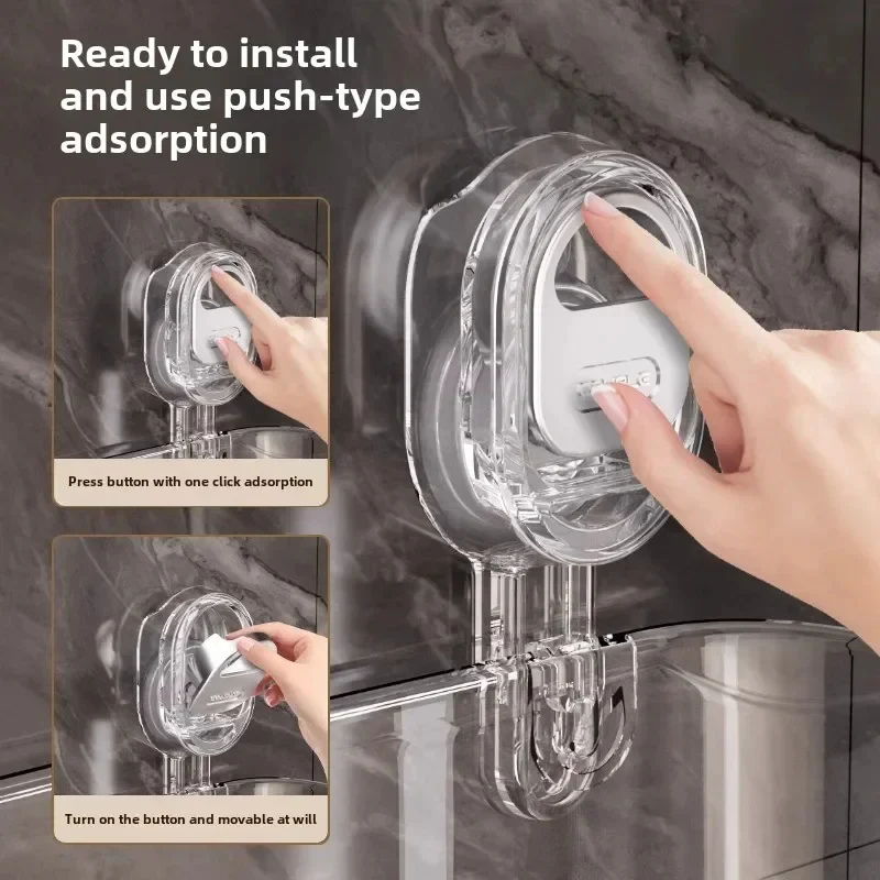 Multipurpose Suction Cup Bathroom Storage Rack with 11lbs Capacity