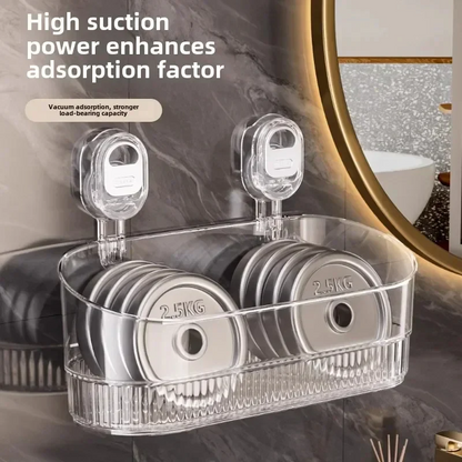 Multipurpose Suction Cup Bathroom Storage Rack with 11lbs Capacity
