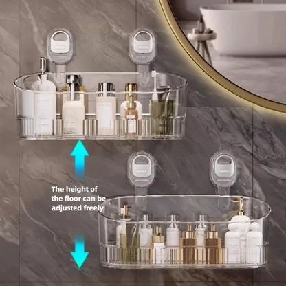 Multipurpose Suction Cup Bathroom Storage Rack with 11lbs Capacity