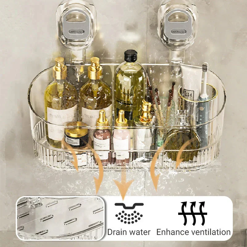 Multipurpose Suction Cup Bathroom Storage Rack with 11lbs Capacity