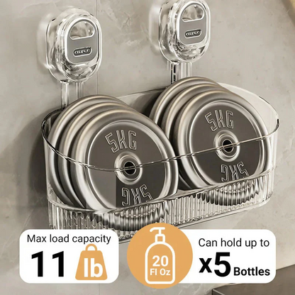 Multipurpose Suction Cup Bathroom Storage Rack with 11lbs Capacity