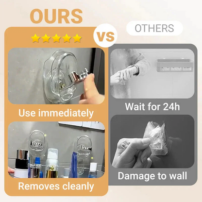 Multipurpose Suction Cup Bathroom Storage Rack with 11lbs Capacity