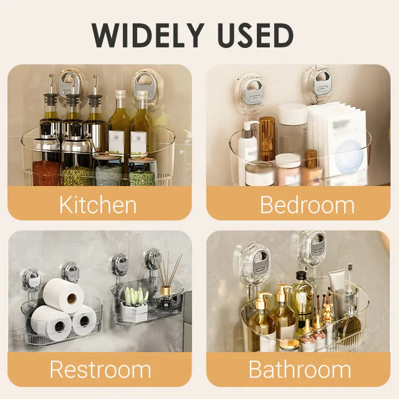 Multipurpose Suction Cup Bathroom Storage Rack with 11lbs Capacity