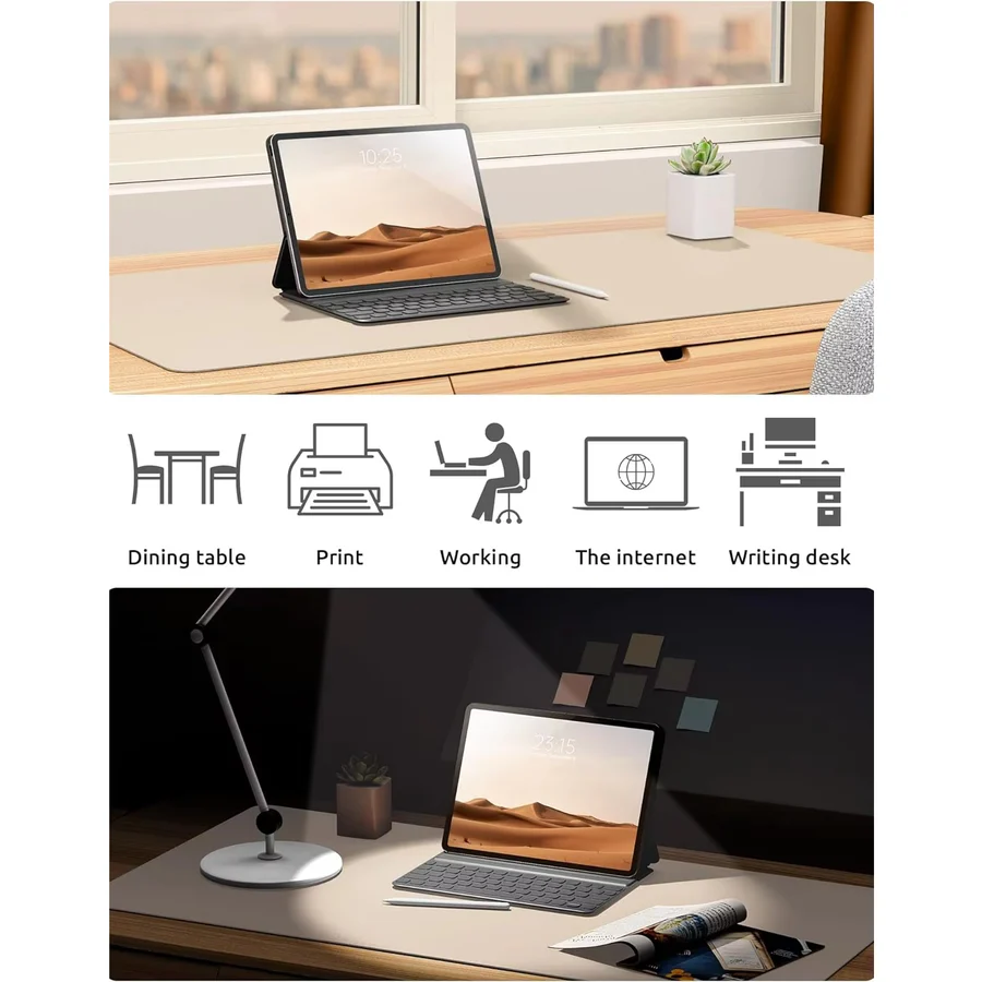 Luxury Leather Desk Pad Smooth Writing & Mouse Surface
