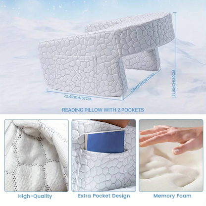 Reading Pillow for Bed, Memory Foam with Washable Cover