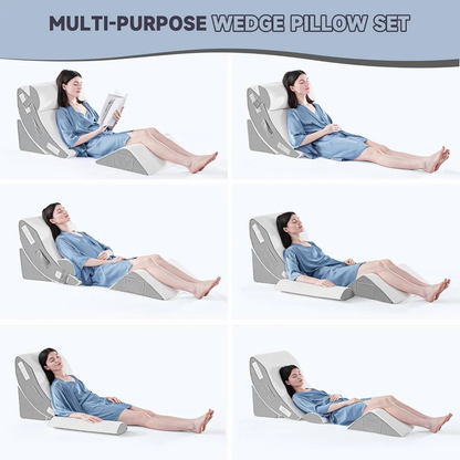 Orthopedic Bed Wedge Pillow Set for Multi-Position Support, 4 Piece