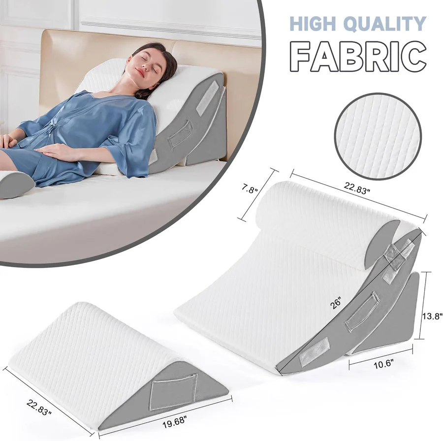 Orthopedic Bed Wedge Pillow Set for Multi-Position Support, 4 Piece