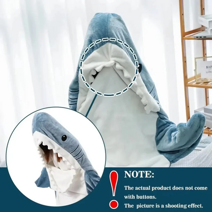 Cozy Shark Hooded Flannel Blanket