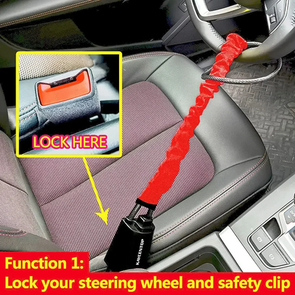 Universal Car Steering Wheel Lock with Seat Belt Security