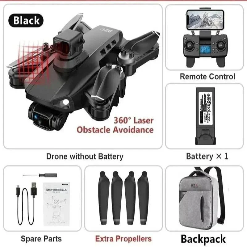 8K HD Pro Drone with Dual Camera, GPS, Brushless Motors