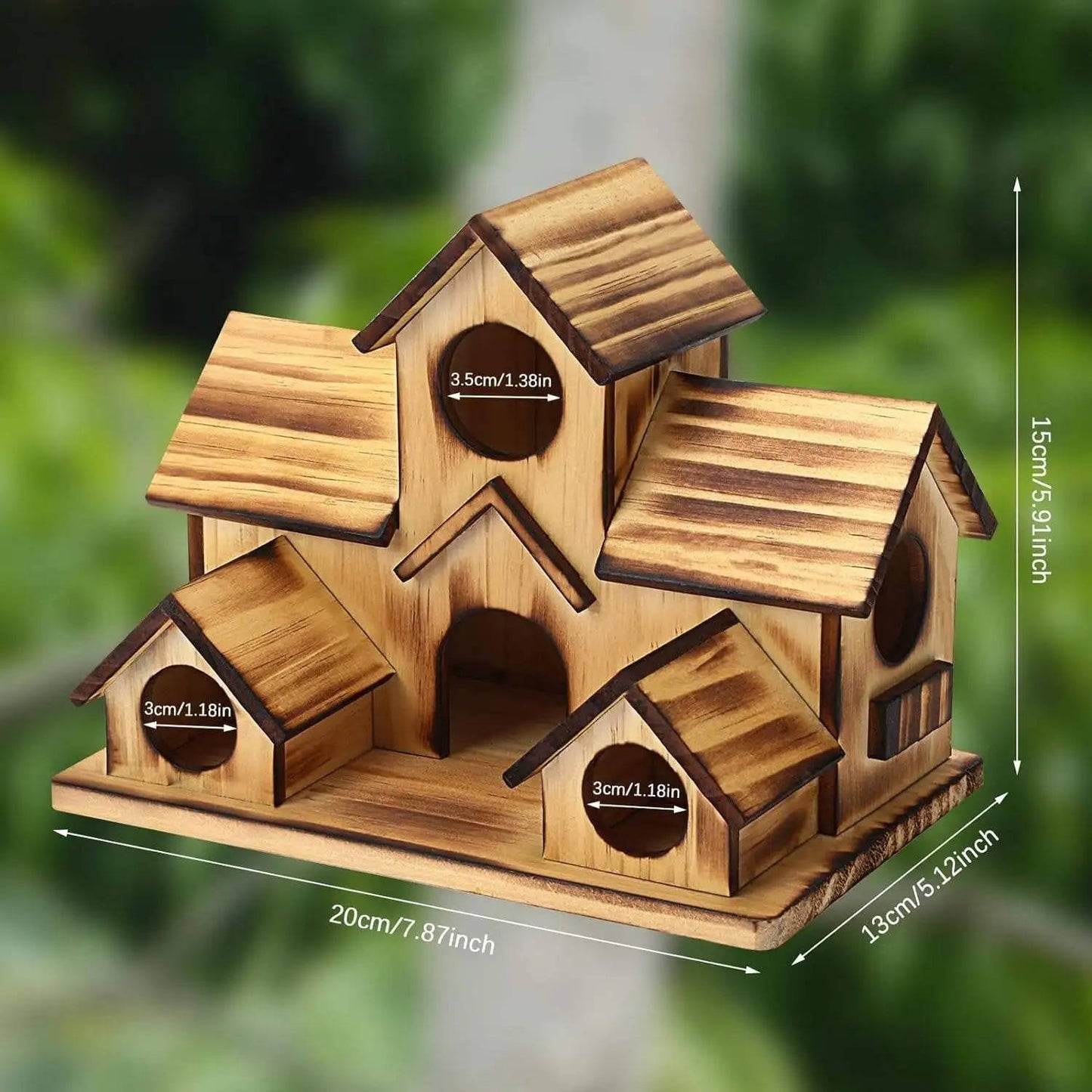 Natural Wooden Bird House, Hanging Bird Feeder Villa for Outdoor Garden & Yard, Decorative Wild Bird Nest