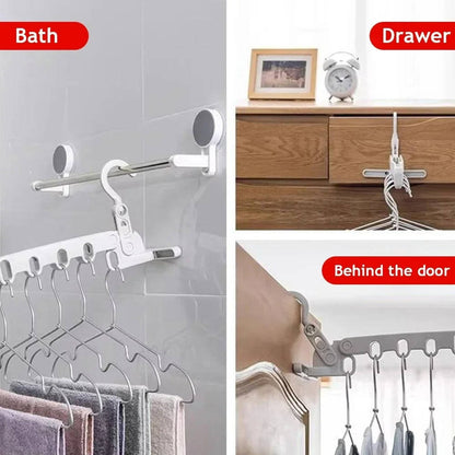 5 Hole Portable Clothes Hanger Wall Mount Space Saving