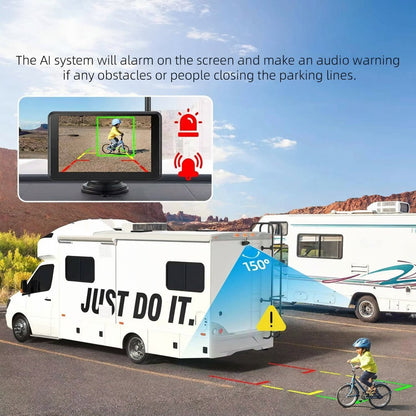 Wireless Solar Backup Camera Kit, HD 1080P 7'' Monitor for RV Truck Trailer Camper